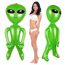 2 Pieces Giant Inflatable Alien 63 Inch Jumbo Green Blow Up Alien 2 Pack Large