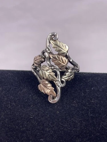 VINTAGE SIGNED GOLD DIGGERS STERLING 10K BLACK HILLS GOLD SILVER RING SZ 7.25