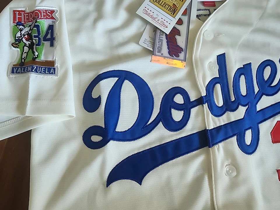 NEW HERO edition LA Dodgers #34 Fernando Valenzuela Throwback 2patch Jersey WS - Image 3 of 4