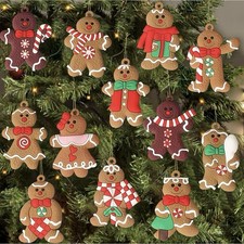 12Pcs Gingerbread Man Ornaments for Christmas Tree, Assorted Plastic Gingerbread