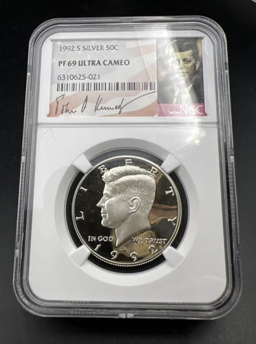 1992 S 50c Kennedy 90% Silver Half Dollar Coin NGC PF69 UCAM Certified #021