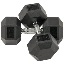 BalanceFrom Rubber Encased Hex Dumbbells, 45 lbs Pair