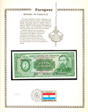 Paraguay 1952 (1982) P-205a.1 100 Guaranies UNC w/FDI UN FLAG STAMP A50823406
