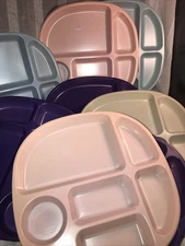 VTG Divided Plates Trays  12 Cafeteria Camping Picnic Child Compartment Serving