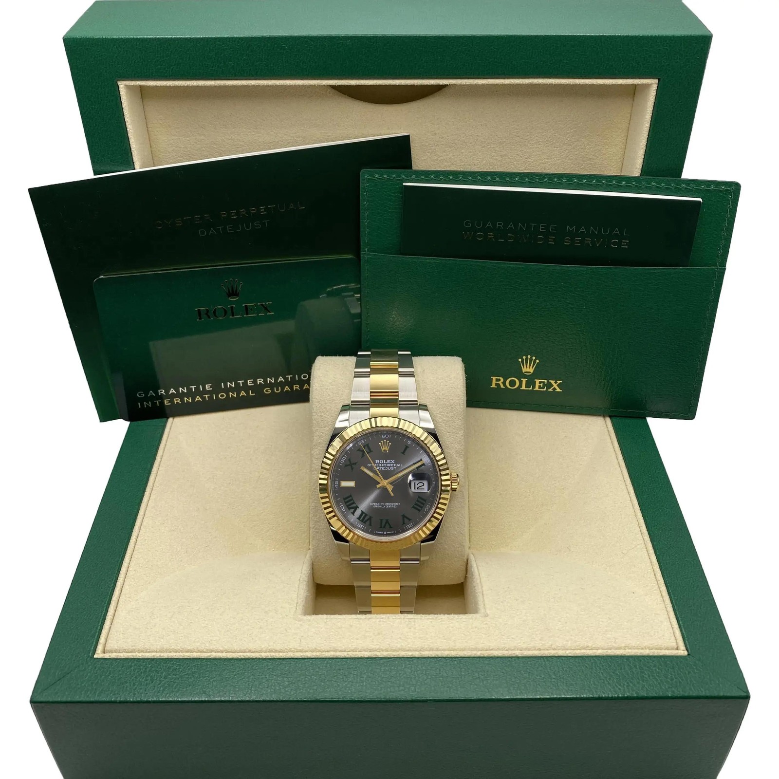 Rolex Datejust 41 126333 Wimbledon Gold Steel Slate Dial Men Watch B&P 2026