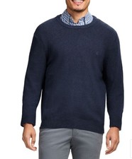 IZOD Embroidered Logo Navy Blue Long Sleeve Crew Neck Soft Sweater Men's Sz XL