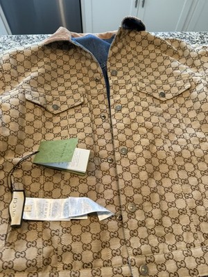 Brand New $4,600 Gucci GG Denim Reversible  Jacket Size 52 XL