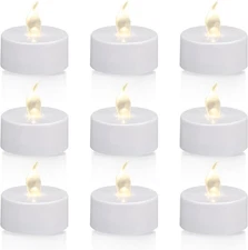 KOABY 12/24/50 Pack Tea Lights with Timer, Battery Operated Flameless Flickering