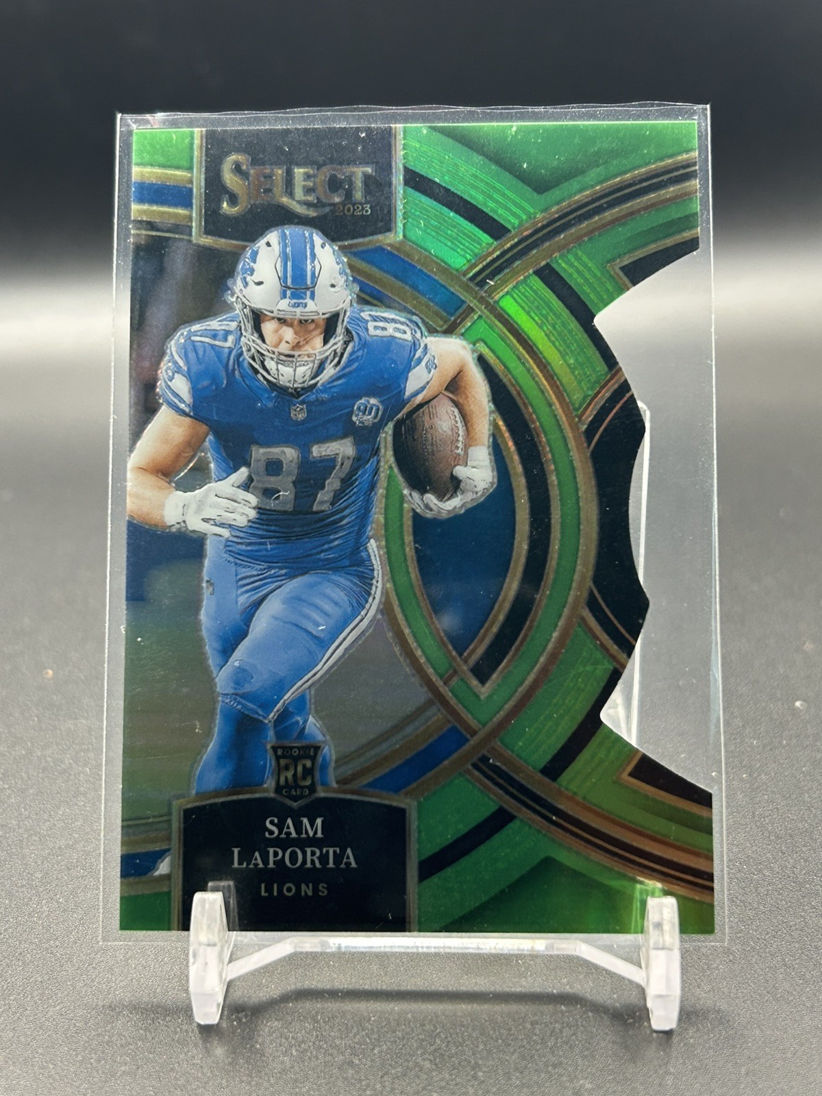 2023 Panini Select Sam LaPorta Premier Level Neon Green Die-Cut #106 /499 Lions