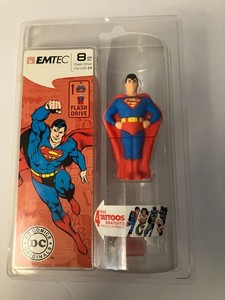 Flash Drive SuperMan Super Hero 8 GB EMTEC DC Comics Kids Action Figure Tattoos