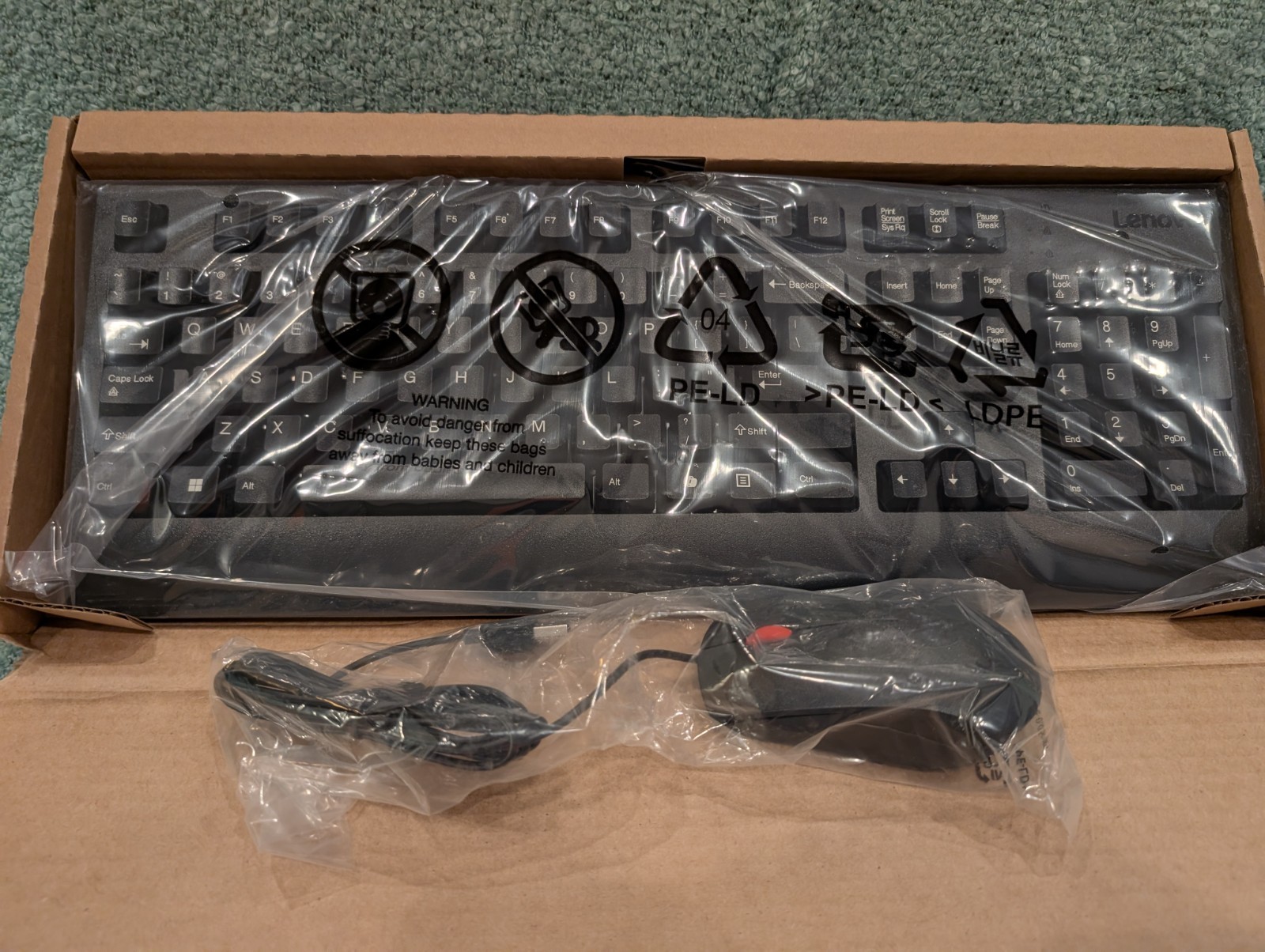 New Lenovo Traditional USB Wired Keyboard & Mouse Combo Set