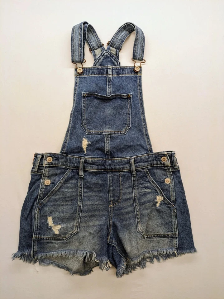 Hollister Damen Boyfriend Latzhose Gr. S Denim Jeans ausgefranster Saum 2142 - Bild 1 von 4