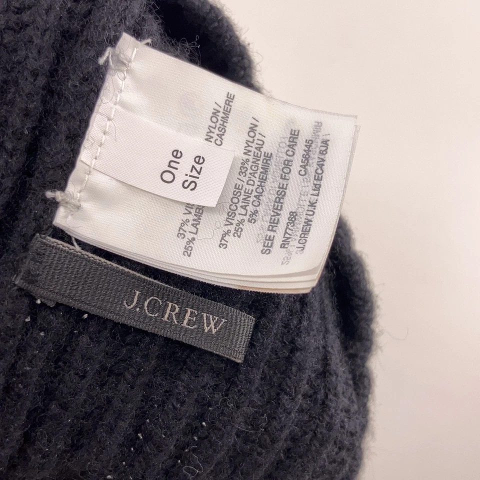 J.Crew Gorra Invierno Punto Fino Mezcla Lana Corderos Negros Foto 4 de 4