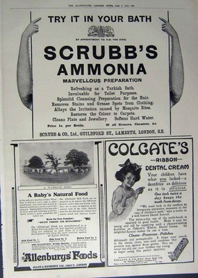 Antiker alter Druck 1912 Reklame Lotus Stiefel Polnisch Allenburys Colgate 20.