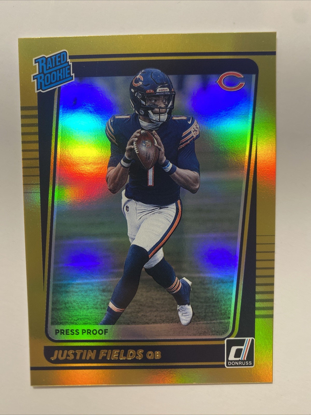 2021 Panini Donruss - Rated Rookie Justin Fields #253 Press Proof Gold RC