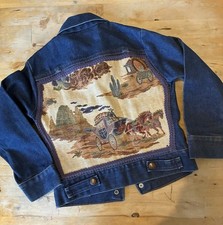 Vintage 1980s Wrangler Toddler Kids Horse Cowboy Western Tapestry Denim Jacket