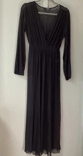 Impulsive Women’s Maxi Dress Black Sheer Size Medium Long Sleeve Nightgown