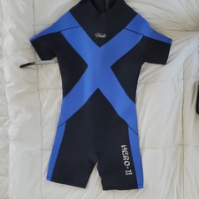 Hevto HERO II Youth Kids Short Sleeve Wetsuit Blue and Black Surf Swim Suit