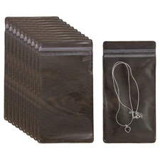 50 Pcs Clear Plastic Jewelry Bags with Zip, Deep Wooden Grain(3.1x5.9 Inch)