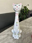 vintage Large Italian Hand painted ceramic cat figurine 1950/60s Signed