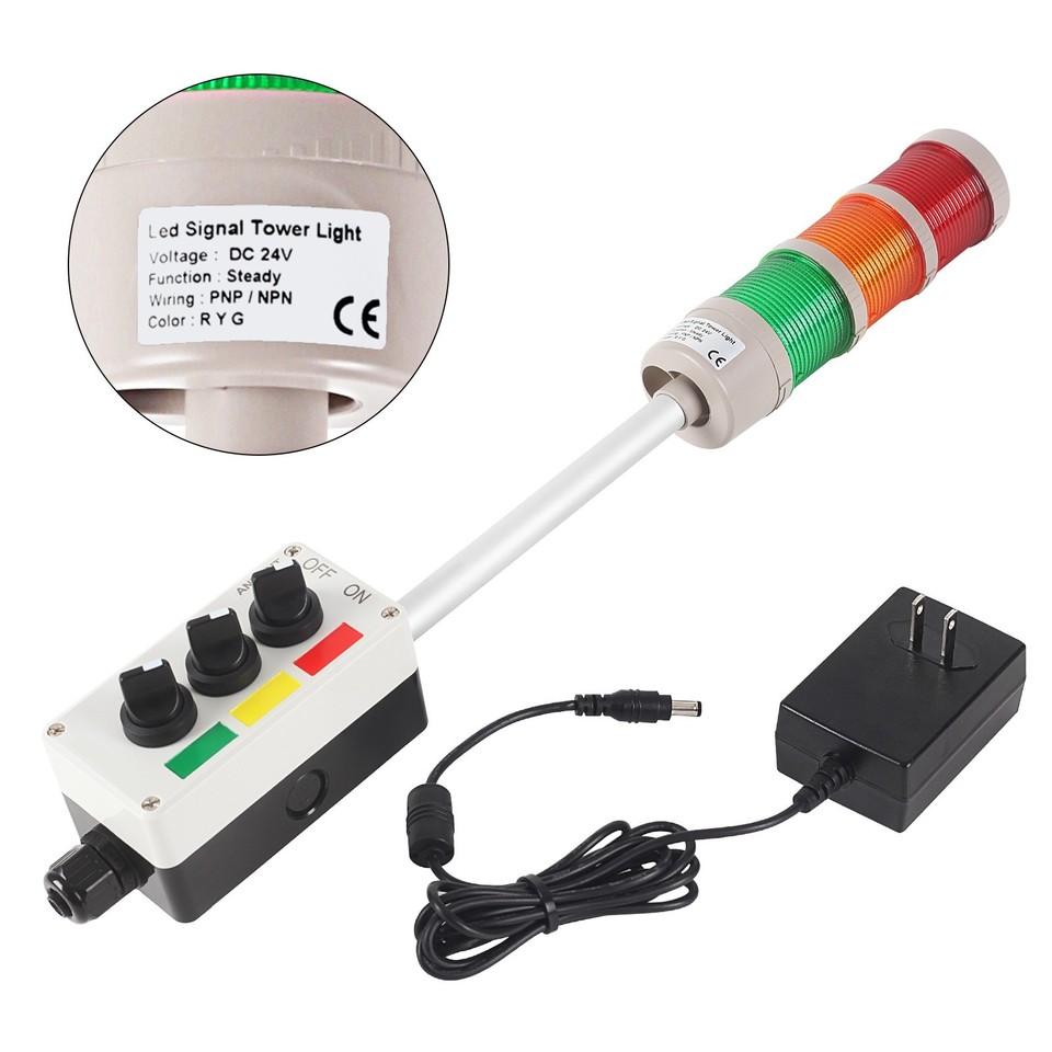 ANDONT 3 Stack Super Bright LED Andon Tower Lights with Buzzer, Red ...