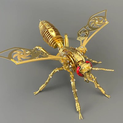 3D Wasp Stainless Steel Insects Bee Puzzle Model Kit Mechanical Toy Gift -Golden