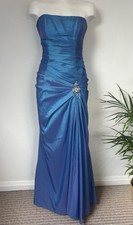 Blue Strapless Prom Dress UK 14 Satin Formal Evening Gown Alexia Designs NWT
