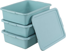 3 Pack Restaurant Bus Tub with Lid 13 L Plastic Utility Bus Box
