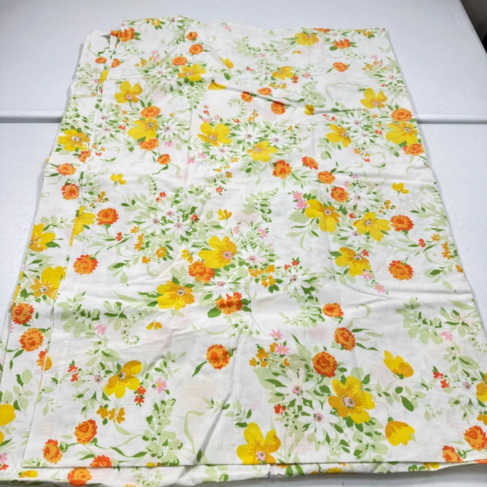 复古 jcpenney 平板双橙色黄色大号花卉花朵 y2k 1487-29 — 第 2/4 张图片