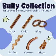 Natural 1  4" Bully Stick Bites for Small Dogs and Puppies   Single Ingredient...