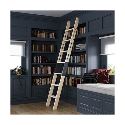 Rolling Library Ladder 8ft,450lbs Capacity,7 Steps with Build-in Handrail,Sol...
