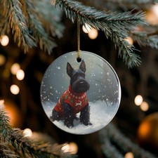Scottish Terrier Collectible Ceramic Christmas, Holiday Ornament-C101