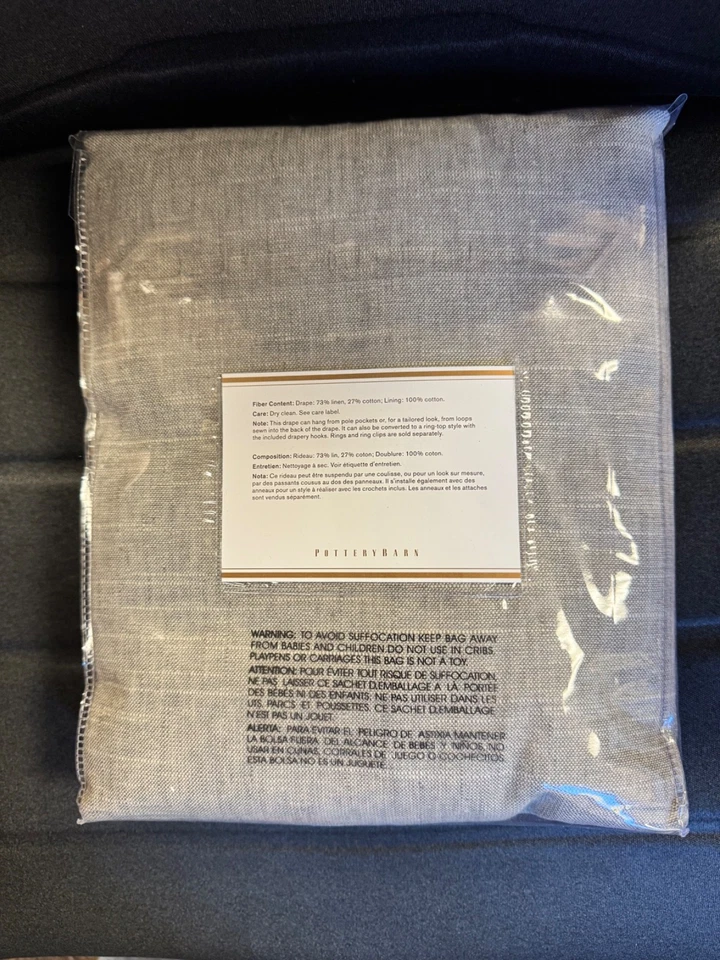 Cortina Pottery Barn algodón esmerilado lino 50x84 gris filtro de luz 3-1 poste superior Foto 4 de 4