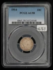 1914 10c Silver Barber Dime - PCGS AU 58 - SKU-X6767