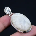 Rainbow Moonstone Gemstone 925 Sterling Silver Jewelry Pendant 1.93" p103