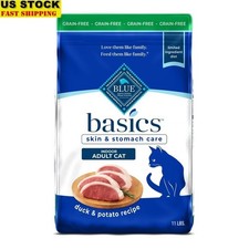 Grain Free Dry Cat Food Duck Potato Recipe Skin Stomach Care Kibble 11lb New