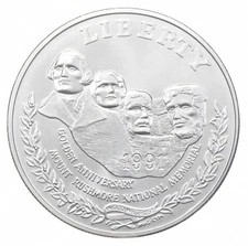 1991-P Unc Mt Rushmore Commemorative Silver Dollar $1