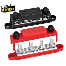 Power Distribution Block 12V 250A Bus Bar 4 X 5/16 Stud Marine 6 X #8 Screws....