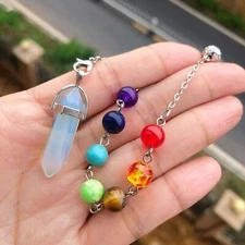 1pcs Opalite Gemstone 7 Chakra Pendulum Reiki Healing Amulet