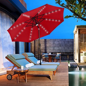 10ft Outdoor Patio Umbrella Solar Powered Led Umbrella Market Beach Sunshade Ebay