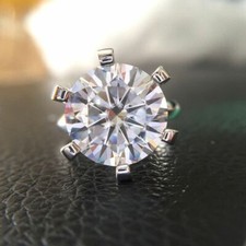 Real 925 Sterling Silver 6.85CT Big White Round Cut CZ Solitaire Engagement Ring