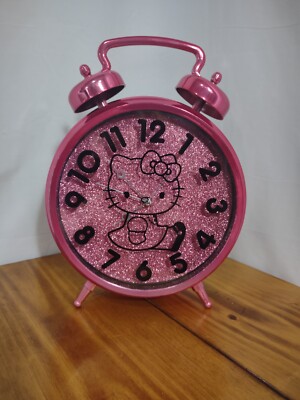 SANRIO Hello Kitty Glitter Pink Large Alarm Clock 2014 12'' Tall