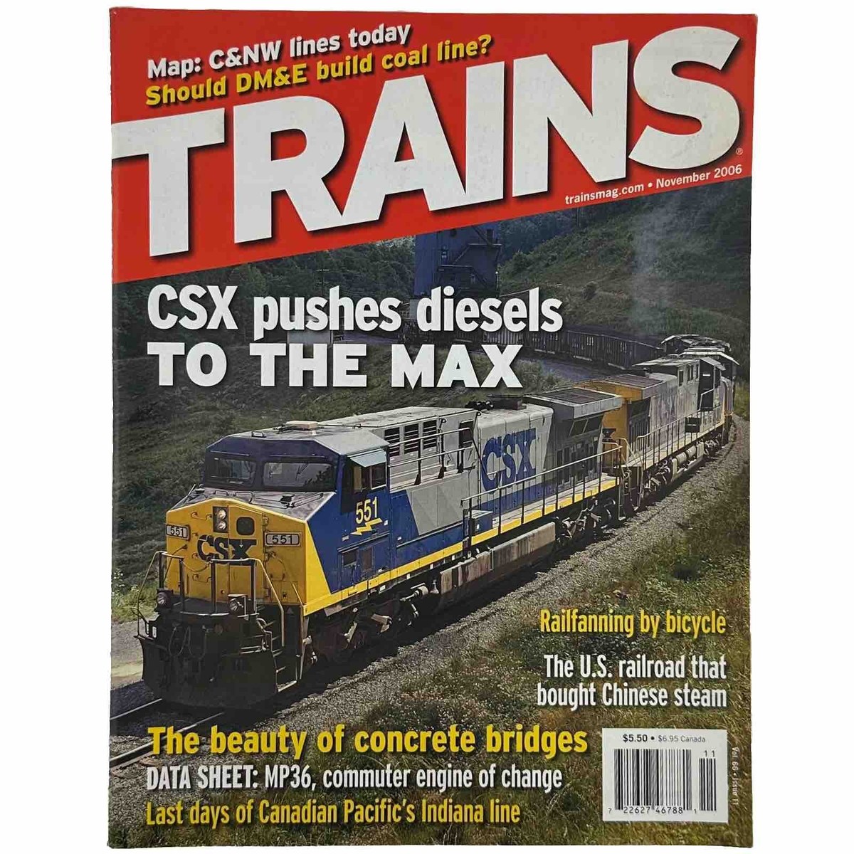 Trains Magazine November 2006 CSX Pushes Diesels To The Max Railfanning by  Bike