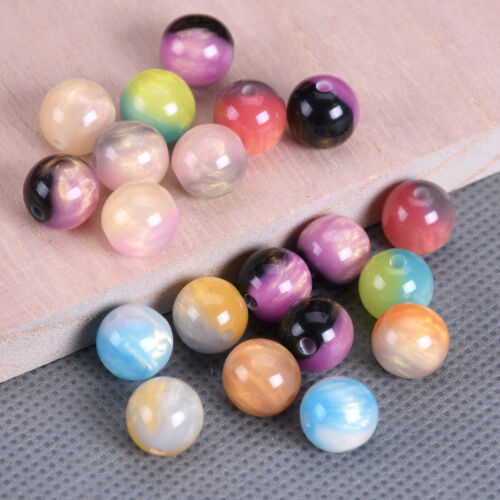 Glossy Bicolor Round 8mm 10mm Resin Plastic Loose Beads Lot For Jewelry Making - Picture 6 of 14