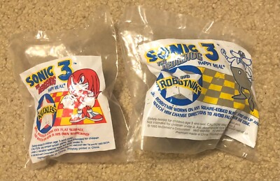 1993 McDonalds Happy Meal Lot of 2 Sonic 3 Toys Knuckles and Dr. Robotnik