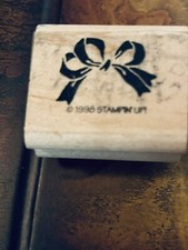 Stampin Up Ribbon Bow Stamp Tied Christmas Package Gift Card Craft Ink Paper VTG