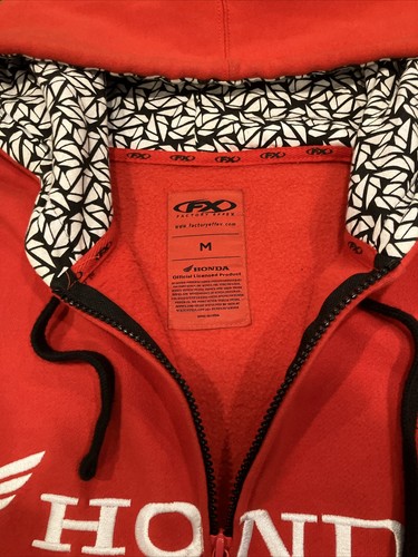FACTORY EFFEX (FX) HONDA JACKET BLACK & RED FULL ZIP HOODIE MEN'S MEDIUM - Picture 3 of 6