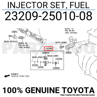232092501008 Genuine Toyota INJECTOR SET, FUEL 23209-25010