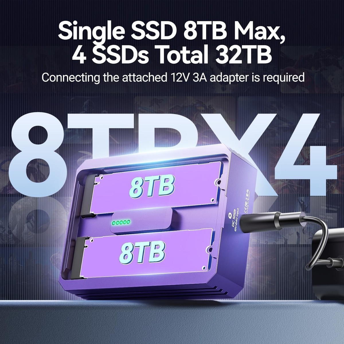 JEYI Thunderbolt 4 bay NVMe Enclosure 40Gbps M.2 SSD ASM2464 Quad