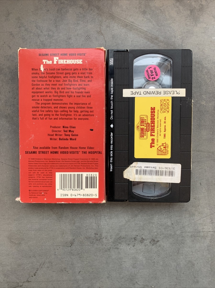 Sesame Street Home Video Visits The Firehouse VHS 1990 RARE